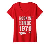 Womens Awesome Rockin' Since 1970 Legendary Rockstar 55th Birthday V-Neck T-Shirt