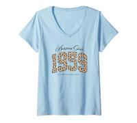 Women's Awesome Since 1959 | Leopard Pattern 67th Birthday Girls V-Neck T-Shirt