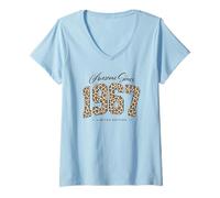 Women's Awesome Since 1967 | Leopard Pattern 59th Birthday Girls V-Neck T-Shirt