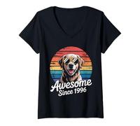 Womens Awesome Since 1996 birthday born 1996 dog lovers gifts V-Neck T-Shirt