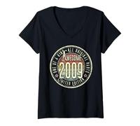 Womens Awesome Since 2009 16th Vintage Birthday Celebration Retro V-Neck T-Shirt