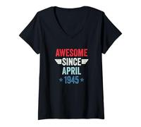 Women's Awesome Since April 1945 V-Neck T-Shirt