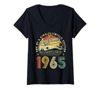Womens Awesome Since December 1965 Vintage Men Women 60th Birthday V-Neck T-Shirt