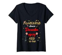 Womens Awesome Since December 1973 Birthday Flowers & Butterflies V-Neck T-Shirt