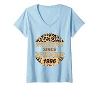Womens Awesome Since December 1996 Leopard Print December Birthday V-Neck T-Shirt