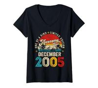 Womens Awesome since December 2005 20 Years Old 20th Birthday Boys V-Neck T-Shirt