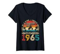 Womens Awesome Since November 1965 Vintage Men Women 60th Birthday V-Neck T-Shirt
