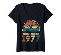 Womens Awesome Since November 1977 48 Years Old 48th Birthday Men V-Neck T-Shirt