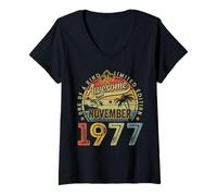 Womens Awesome Since November 1977 48th Birthday Men 48 Years Old V-Neck T-Shirt