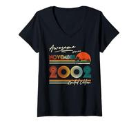 Womens Awesome Since November 2002 Vintage Retro 23rd Birthday Men V-Neck T-Shirt