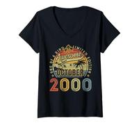 Womens Awesome since October 2000 25 Years Old 25th Birthday Men V-Neck T-Shirt