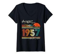 Womens Awesome since September 1957 68 Years Old 68th Birthday Men V-Neck T-Shirt