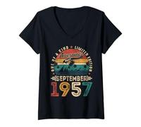 Womens Awesome since September 1957 68th Birthday Men 68 Years Old V-Neck T-Shirt