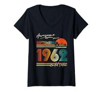Womens Awesome since September 1962 63 Years Old 63rd Birthday Men V-Neck T-Shirt