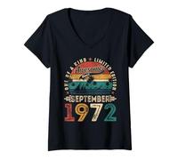 Womens Awesome since September 1972 53rd Birthday Men 53 Years Old V-Neck T-Shirt