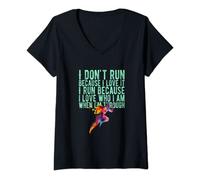 Womens Awesome Slogan for Runners - Why I Run ... V-Neck T-Shirt