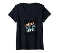 Womens Awesome Unlock New Level Costume for Gamers V-Neck T-Shirt