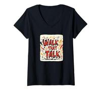 Womens Awesome Walk That Talk Idiom Statement V-Neck T-Shirt
