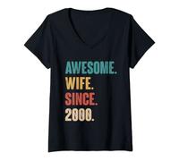 Womens Awesome Wife Since 2000 - 23rd Year Wedding Anniversary Epic V-Neck T-Shirt