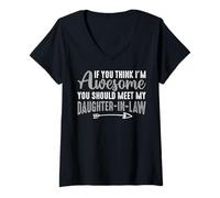 Womens Awesome You Should Meet My Daughter-in-Law for Mother-in-Law V-Neck T-Shirt