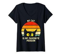 Women's Awkward Cat Funny Introvert Cat Humor V-Neck T-Shirt