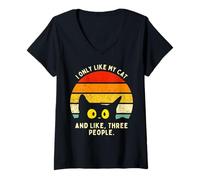 Women's Awkward Cat Funny Introvert Cat Humor V-Neck T-Shirt