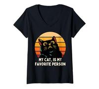 Women's Awkward Cat Funny Introvert Cat Humor V-Neck T-Shirt