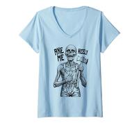 Womens Axe Me Nicely Polite Zombie Horror Halloween Serial Killer V-Neck T-Shirt
