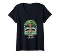 Womens Axis Mundi Graphic - Mythical World Tree Symbol Art V-Neck T-Shirt
