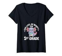Womens AXO Lotl of Readyy for 1st Grade Back to School V-Neck T-Shirt