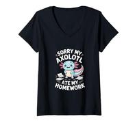 Women's Axolotl Whisperer Kawaii Amphibian Introvert V-Neck T-Shirt
