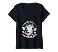 Women's Axolotl Whisperer Kawaii Amphibian Introvert V-Neck T-Shirt