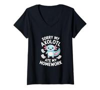 Women's Axolotl Whisperer Kawaii Amphibian Introvert V-Neck T-Shirt