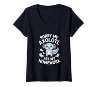 Women's Axolotl Whisperer Kawaii Amphibian Introvert V-Neck T-Shirt