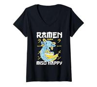 Womens Axolotl with Noodles Ramen Kawaii Axolotl V-Neck T-Shirt