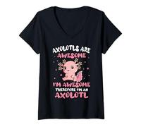 Women's Axolotls are Awesome I am Awesome Therefore I am an Axolotl V-Neck T-Shirt