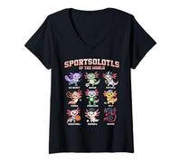 Womens Axolotls of The World Cute Axolotl Kawaii Sportsolotls Lover V-Neck T-Shirt