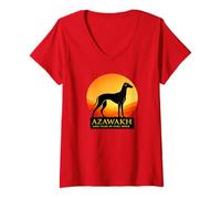 Women's Azawakh Dog Silhouette Sunset Ancient Breed V-Neck T-Shirt