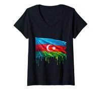 Women's Azerbaijan Flag V-Neck T-Shirt