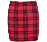 Womens Aztec Animal Tartan Stripe Comic Dogtooth Print Ladies Stretch Elasticated Waistband Bodycon Short Mini Skirt Red Tartan Size 12 - 14
