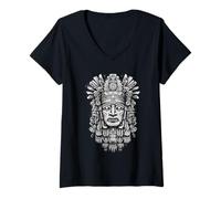 Womens Aztec God Mexican Mythology Quetzalcoatl Feathered Serpent V-Neck T-Shirt