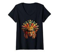 Womens Aztec God Toltec Inca Mayan Mexican Mythology Quetzalcoatl V-Neck T-Shirt