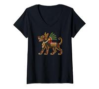 Women's Aztec Itzcuintli Dog Xolotl Mexican Mythology V-Neck T-Shirt