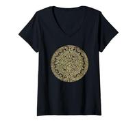 Womens Aztec Sun Calendar Ancient Mexican Mayan Antique Mesoamerica V-Neck T-Shirt