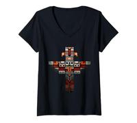 Women's Aztec Toltec Inca Maya Mexican Mayan Indigenous Azteca V-Neck T-Shirt