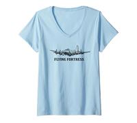 Women's B-17 Bomber The Flying Fortress WW2 B-17 Bomber Aircraft V-Neck T-Shirt