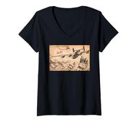 Women's B-24 Liberator Vintage WW2 Bombing Raid Scene V-Neck T-Shirt
