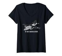 Women's B-26 Marauder WW2 Medium Bomber Cutaway Diagram V-Neck T-Shirt