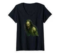 Womens Baak Water Spirit Assamese Folklore Shapeshifting Art Design V-Neck T-Shirt