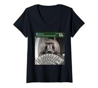 Women's Baboon There is Motion At Your Front Door Monkey Silly V-Neck T-Shirt